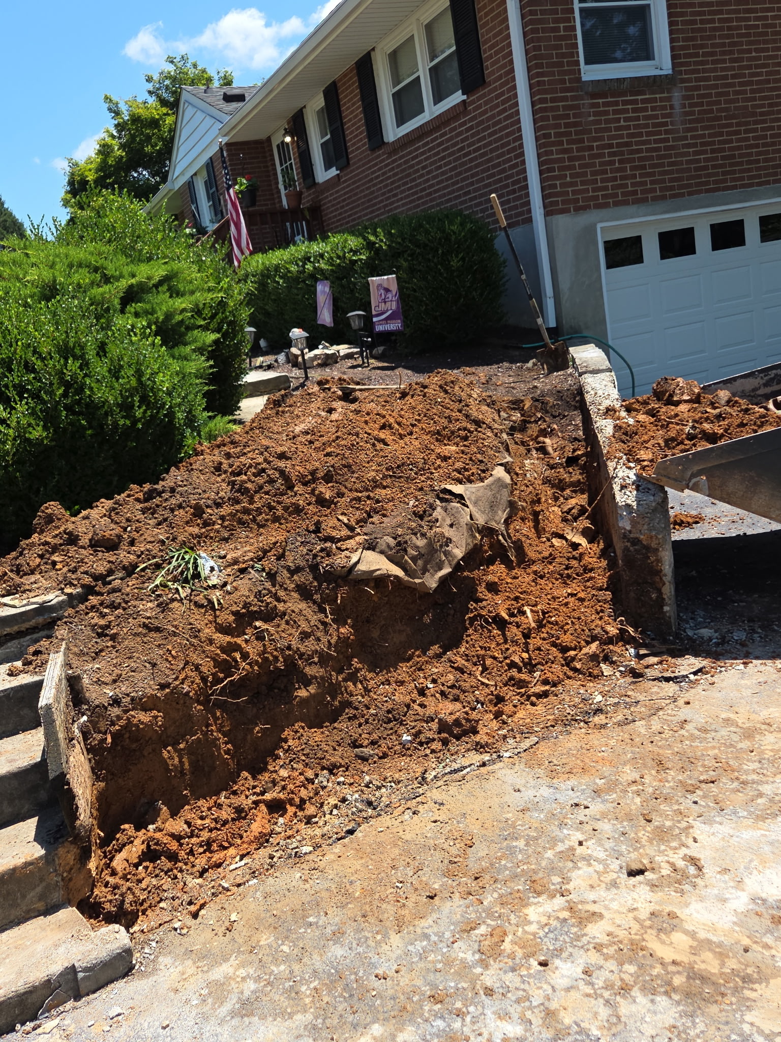 Exposed clay bank after the old retaining wall was removed, Roanoke, VA